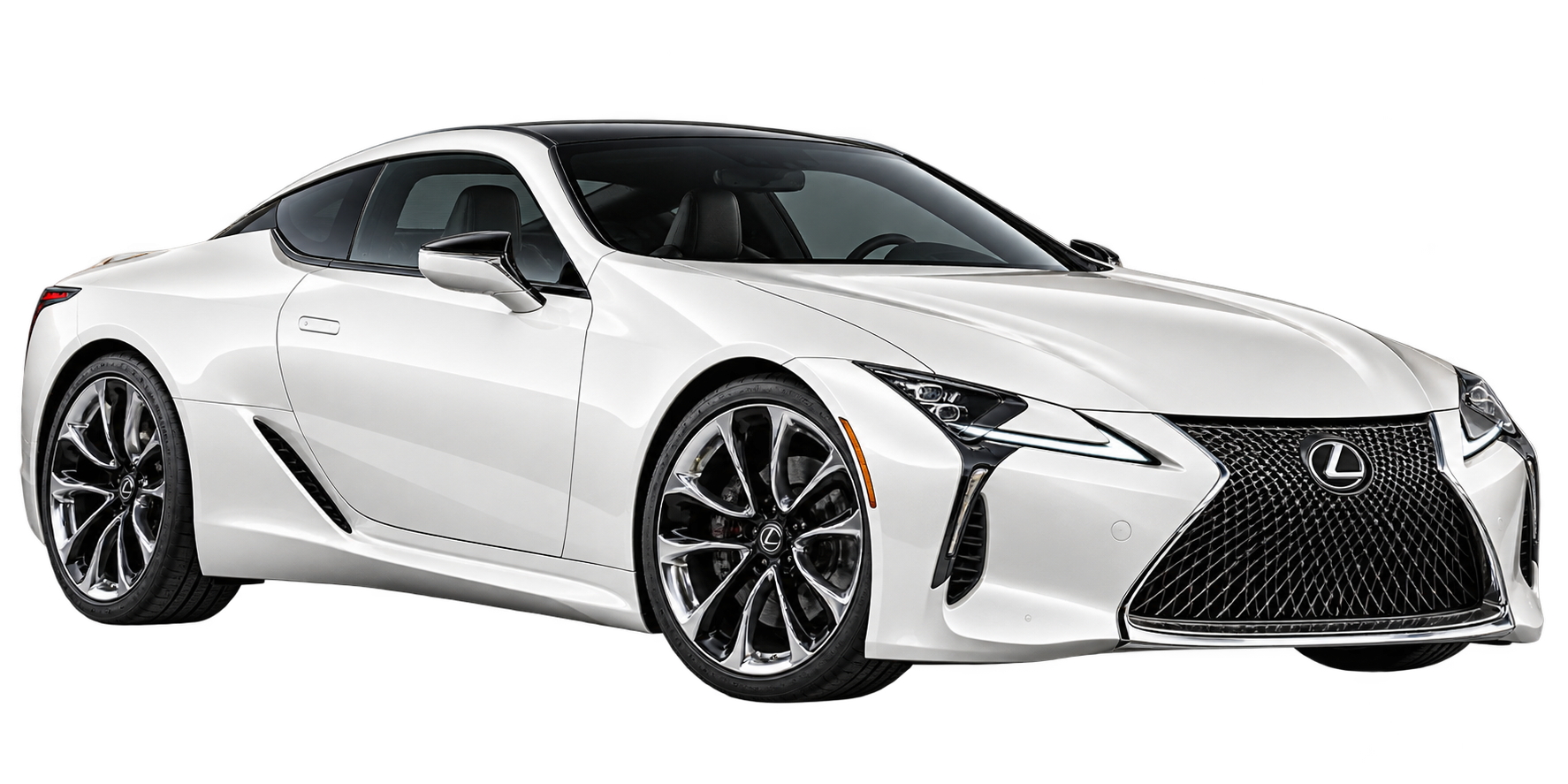 Pearl white Lexus LC 500 luxury coupe facing right